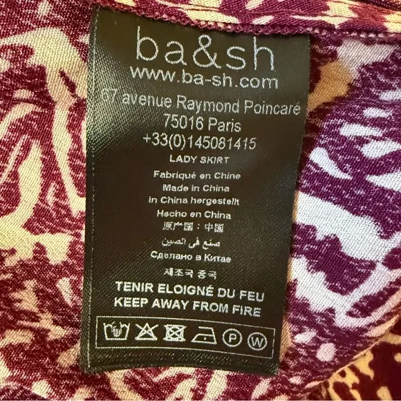 BA+SH Lenny midi-skirt asymmetrical abstract floral print MEDIUM  NWT - Picture 14 of 14